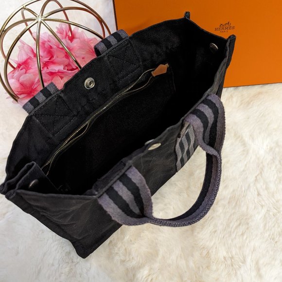 Hermès Herline Fourre Tout PM Gray/Black Tote Bag Small w COA and Hermes box - Picture 9 of 10